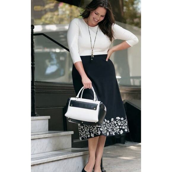 J.Jill x Christian Siriano Midi Dress 3X Embroidered Ponte Knit Preppy Feminine - Picture 16 of 16